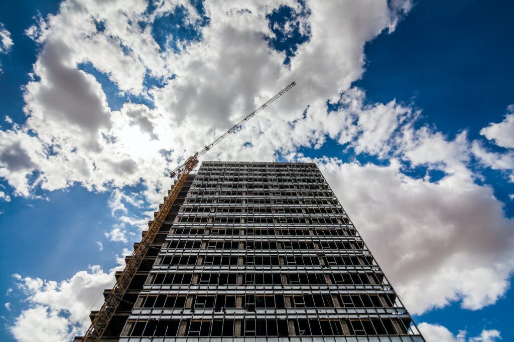 Crane and building construction.